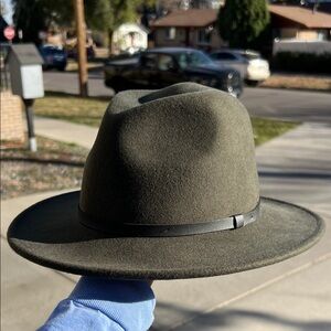 Kenny K Olive Fedora with Black Leather Band